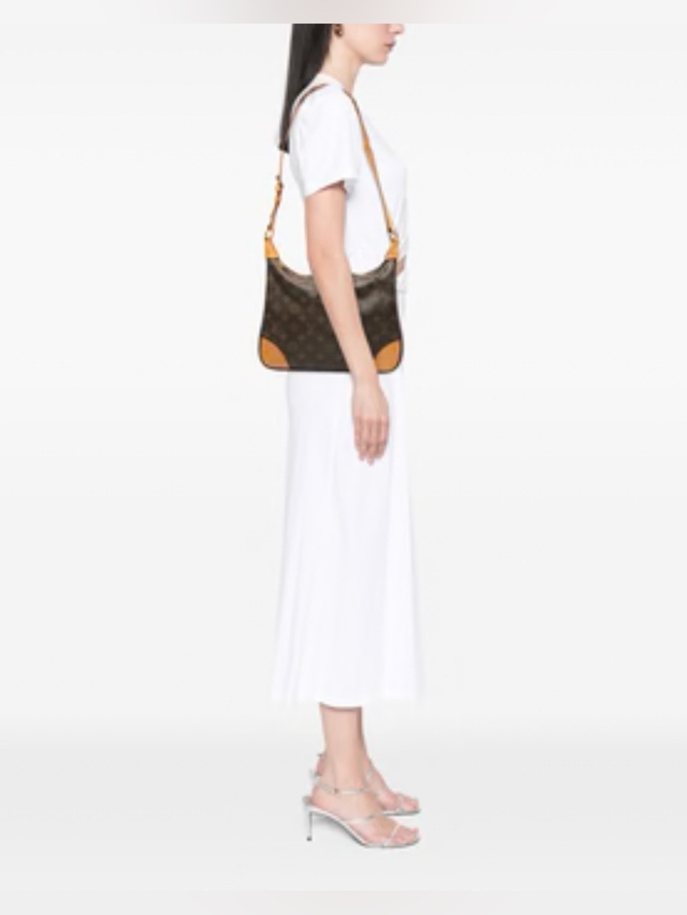 Louis Vuitton Monogram Canvas Shoulder Bag with Tan Trim